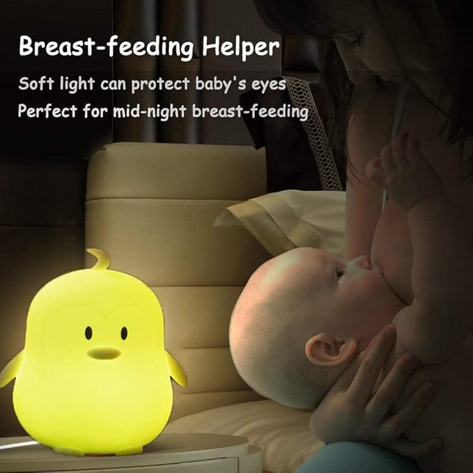 Big Size Night Light, Portable Silicone Bedside Lamp, Multicolor Light with Remote Control, USB Rechargeable led Light for Kids/Baby Bedroom/Adults/Children/Gift - Large Penguin