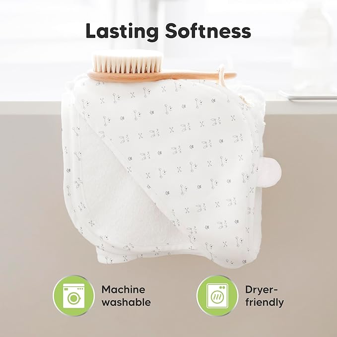 KeaBabies Hooded Baby Towel for Newborn - Viscose Derived from Bamboo Large Baby Bath Towels with Hood for Boys, Girls, Toddler, Extra Absorbent & Soft Newborn Bath Essentials (Laurel, Regular)