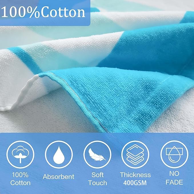 VOOVA & MOVAS Toddler Towels for Kids 3-10Years, 30''X50, Soft | Thick | 100% Cotton | Absorbent Towel Wrap, Perfect for Kids Beach, Pool, Bath, Swimming, Stripe Dog
