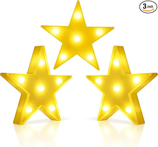 3 Pcs LED Stars Night Light Can Be Hung On The Wall Kids Room Room Light, Suitable for Birthday Party Holiday Decoration Baby Room Nursery Decoration (Stars)