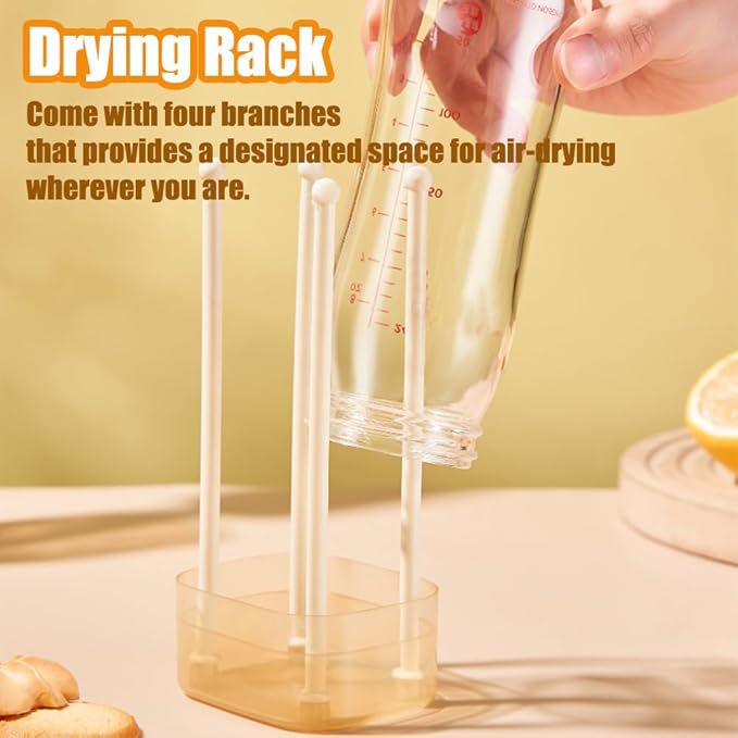 Baby Bottle Brush -YIMIKE Travel Baby Bottle Brush Cleaner Set with Silicone Nipple & Bottle Brush,Straw Brush,Soap Dispenser and Rack - Water Bottles Cleaning Too