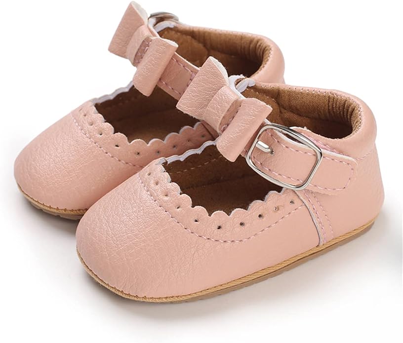 COSANKIM Baby Girls Mary Jane Flats Shoes Anti-Slip Rubber Sole Infant Toddler Princess Wedding Dress Shoes