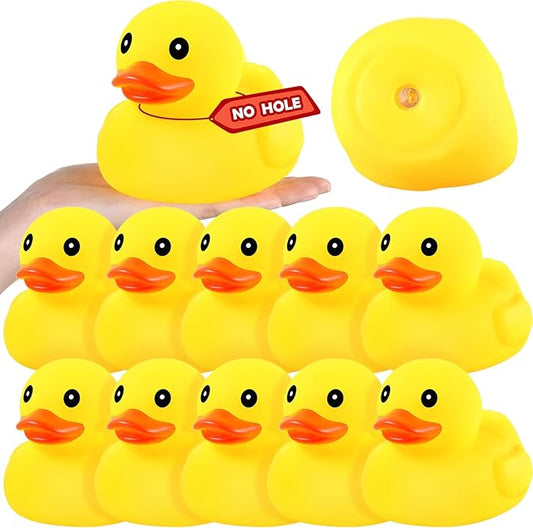 DEEKIN 5 Pcs Yellow Rubber Ducks No Hole Waterproof Duck Bath Pool Toy with Sealed Plug Without Hole Bathtub Floating Toy for Birthday Party Decoration Gift in Bulk (5 Inch)