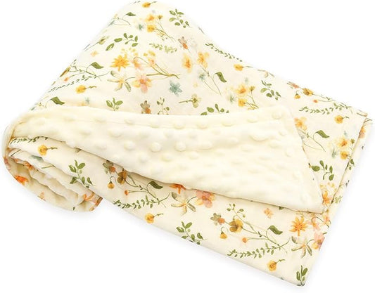 LifeTree Baby Blankets for Boys Girls, Soft Double Layer Swaddle Blankets, Muslin Front and Dotted Fleece Backing Receiving Bed Throw Blanket for Newborn Unisex, 31X40 Inches, WildFloral