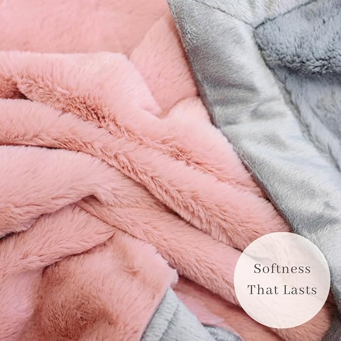 SARANONI Luxury Receiving Blankets for Babies | Ultra-Soft Lush and Boutique Quality Baby Blanket | Light Pink/Gray - 40” x 30”