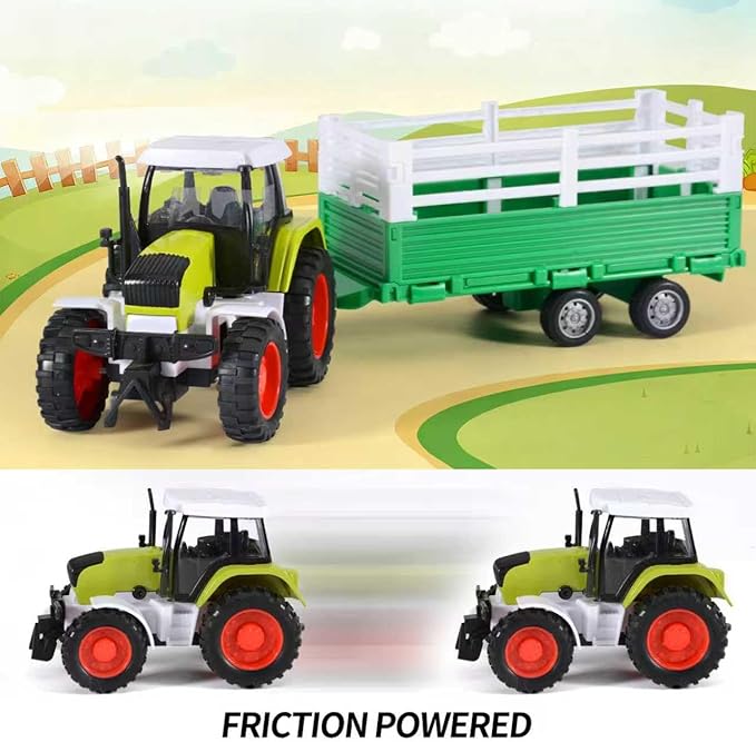 Farm Playset Farm Animal Figures with Tractor Toy for Kids 3-5 Learning Toys for Toddlers 3-8 Years Old Girl Boys Birthday Gift