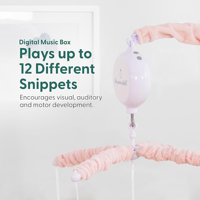 The Peanutshell Crib Mobile for Girls - Pink Musical Baby Crib Mobile with 12 Lullabies, Flower Baby Mobile Crib Pink Floral Nursery Decor