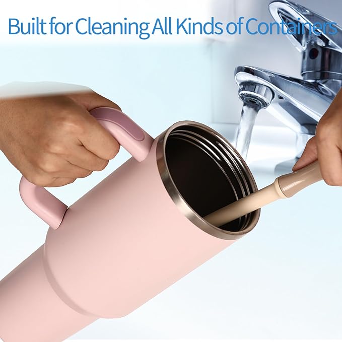 15.7" Silicone Bottle Brush Set - 6 Pack Water Bottle and Straw Cleaner Brush Long Handle for Hydro Flasks, Sports Bottles & Reusable Straw, Narrow Neck Containers, Tumblers, Glassware