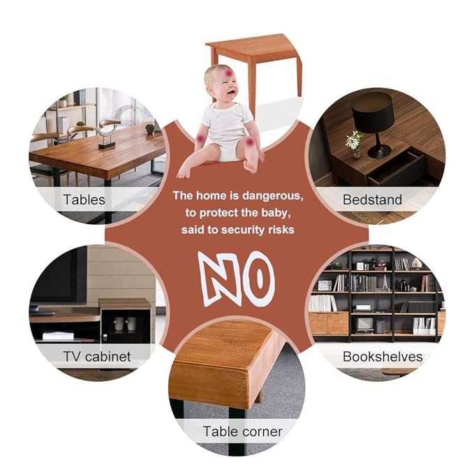DYKESON Soft Corner Protector, Baby Safety Cushion, Corner Bumpers for Furniture, Corner Proofing for Baby, Corner Cushion, Table Edge Protector, Baby Proofing Edge, Corner Guards, 12 Pack, Brown