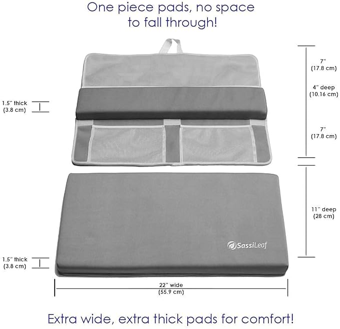 Bath Kneeler & Elbow Rest–Thick, Non-slip 1-Piece Pads Protect Elbows & Knees, Mesh Pockets for Storage. Quick-Dry, Easy to Clean, Durable. Perfect for Bathing Babys, Toddlers, & Pets (Smokey Gray)
