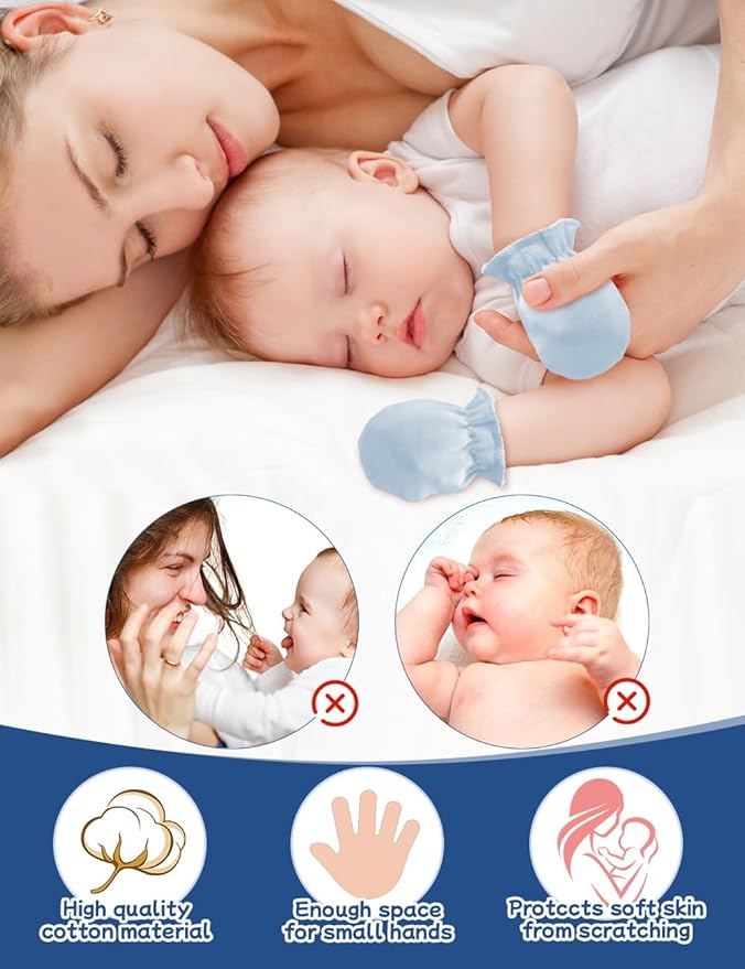Cute Baby Mittens Newborn, No Scratch Baby Boy Mittens, Baby Girl Hat Gloves for Toddlers, Infant, Newborn