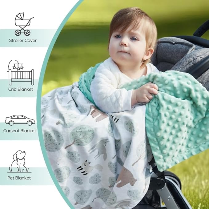 QSTEHEML Baby Blankets for Boys Neutral,Super Soft Nursery Minky Blanket Unisex, Baby Gifts Double Layer with Dotted Backing, Nursery Blanket for Crib Stroller(Bear, 30 * 40inch)