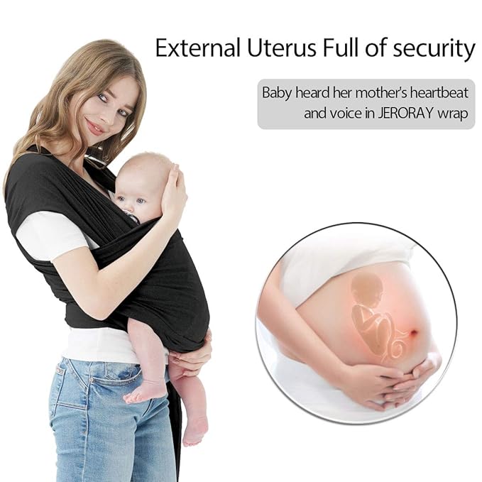 Baby Wraps Carrier, Jeroray Baby Carrier,Hands Free Infant Carrier, Lightweight,Breathable,Softness,Black