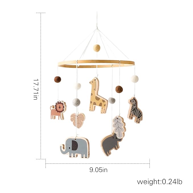 Jungle Animals Crib Mobile - Baby Mobile for Crib - Woodland Nursery Room Decor - Handmade Baby Gifts Nursery Mobiles for Baby Boys & Girls (Zoo Mobile)