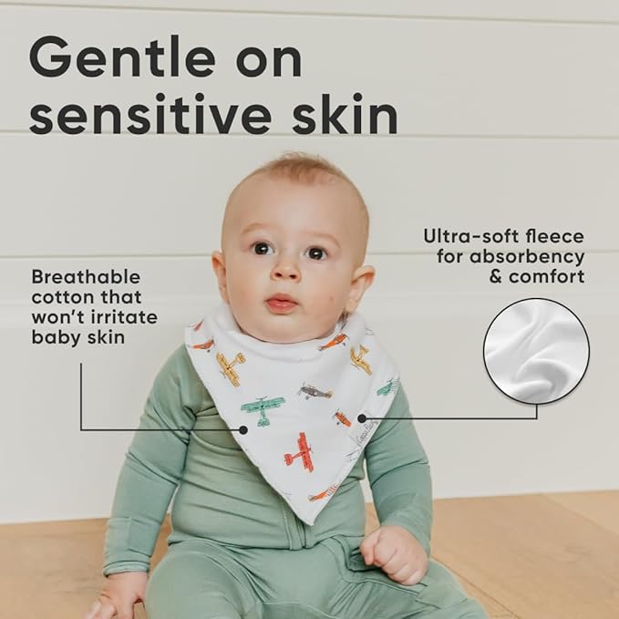 Copper Pearl 4 Pack Soft Cotton Baby Bibs for Drooling and Teething, Absorbent Drool Bibs for Baby Girl and Boy, Adjustable to Fit Newborns to Toddlers, Tons of Styles (Ace)