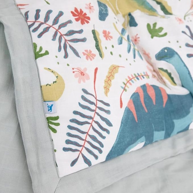 Little Unicorn Lofty Comforter Blanket | Super Soft & Breathable Muslin Fabric| Great for Play & Bedtime Blanket (Boho Dino)