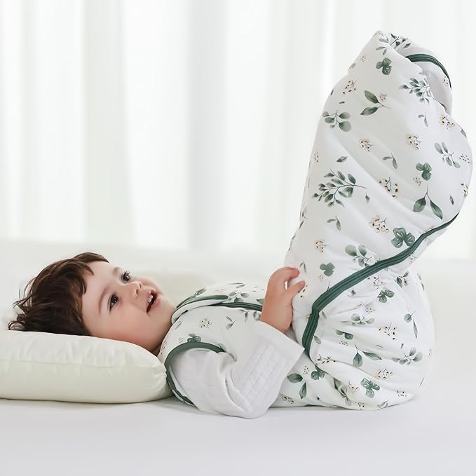 Mosebears Unisex Rayon Made from Bamboo Sleep Sack with 2-Way Zipper,2.5 Tog Baby Winter Sleep Sack(Plant,18-36 Months)