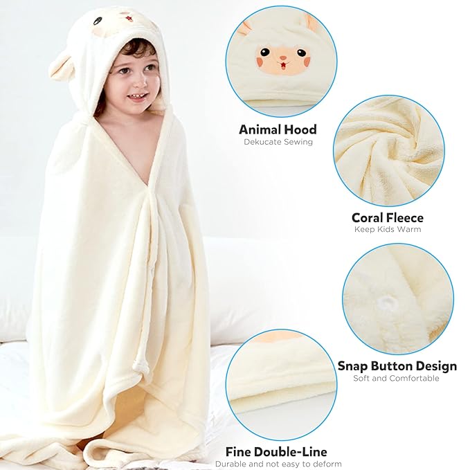 ROMASA Baby Bath Towel Ultra Soft Hooded Towel Highly Absorbent Bathrobe Blanket Toddlers Shower Gifts for Boys Girls-27.5" x 55" (White)