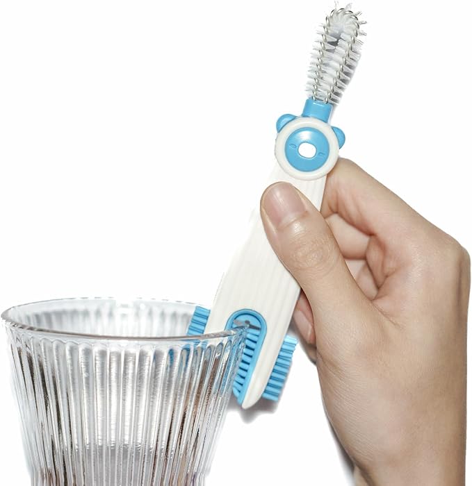 3 in 1 Cup Lid Gap Cleaning Brush Set with 3 Straw Cleaner Brush, Multifunctional Cup Cover Cleaning Brush, Small Cleaning Brushes for Nipple, Water Bottle Lid, Home Kitchen Cleaning Tools, Pack of 3