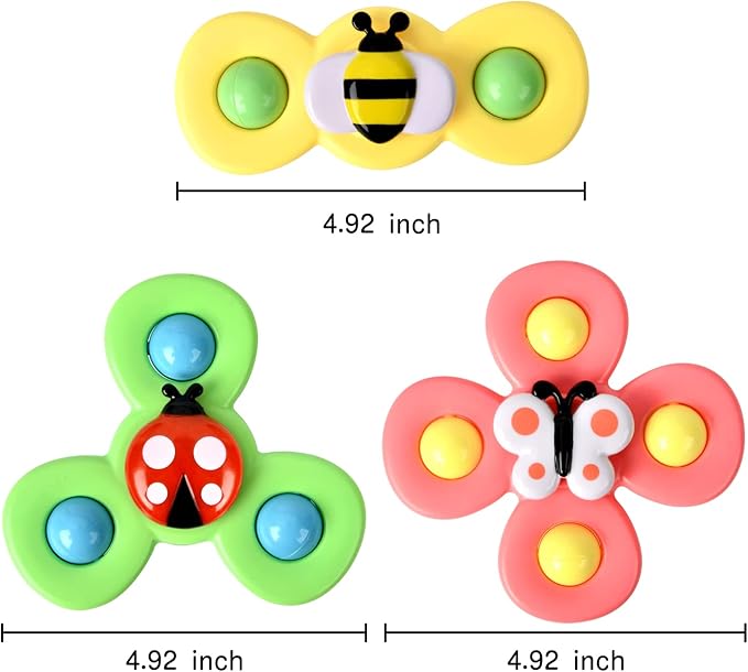 3PCS Suction Cup Spinner Toys for 1 2 Year Old Boys Spinning Toys Baby Toys 12-18 Months Sensory Toys for Toddlers 1-3 Easter Basket Stuffers Gifts for 1 Year Old Girls