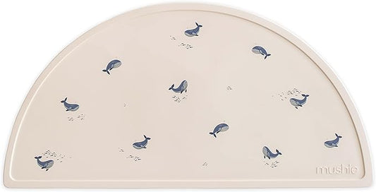 mushie Silicone Placemat for Kids | BPA-Free Non-Slip Design (Whales)