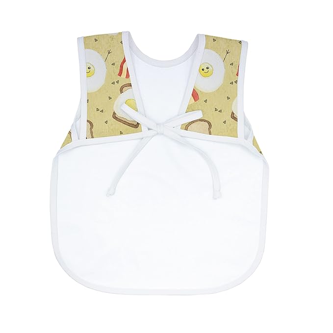 BapronBaby Eggs & Bacon Bapron - No Neck Tie Safer Bib for Baby & Toddler - Soft Waterproof Stain Resistant - Machine Washable - Sz Preschool 3-5yrs