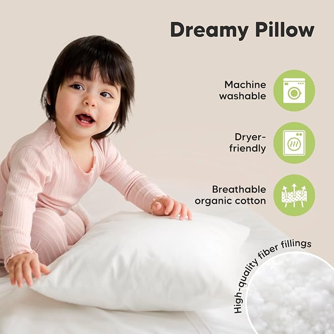 KeaBabies 2-Pack Toddler Pillow 13x18 - Soft Organic Cotton Kids Travel Bed Pillows for Sleeping, School, Nap, Machine Washable, Toddlers 2 to 5, Pillowcase Sold Separately (Planes)