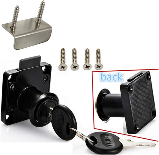 Drawer Lock Letter Box Lock Desktop Lock Door Lock.Suitable for Wooden cabinets.Model CT-138-22, ((Hole Diameter 0.75 inch / 19MM) for Door Panels with a Thickness of 17 mm-22 mm. 1pcs [Black]