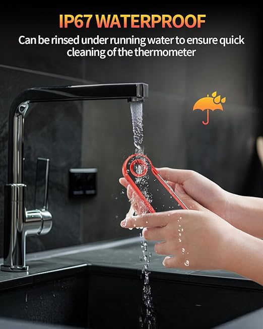 2026 Upgrade Meat Thermometer Digital for Cooking, 0.5s Instant Read Food Thermometer, ±0.5 ℉ Accuracy Kitchen Thermometer, Large LED Display, IP67 Waterproof for Grill, BBQ, Oven, Brewing, Baking