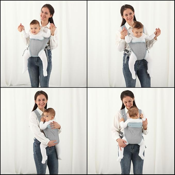 Baby Carrier Newborn Wrap,Ergonomic Infant Soft Carriers for Toddler 7-45 lbs,Adjust Back Strap/Waist Belt,4-in-1 Babe Carrier Front&Back,for Hiking Travel or Everyday Family Events-solid color (Blue)