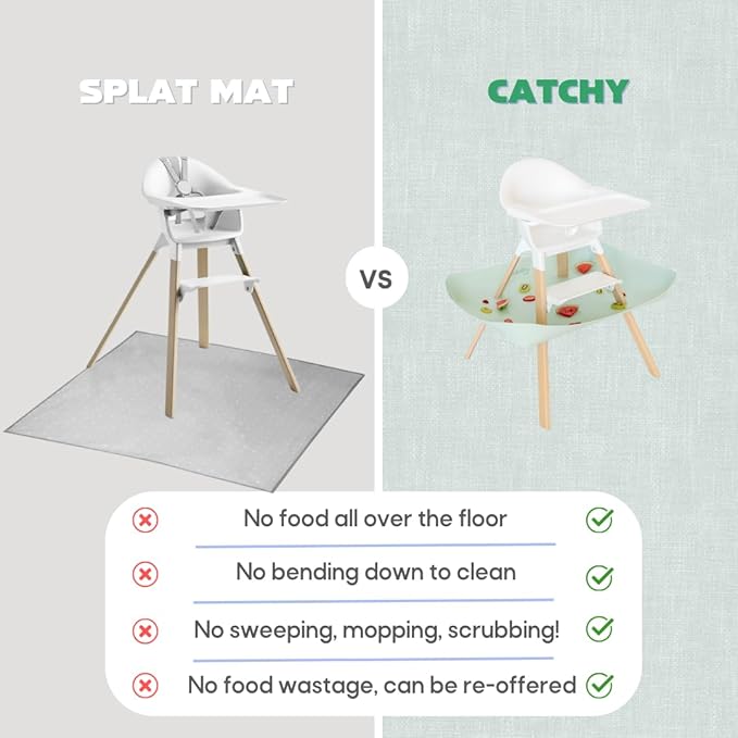 CATCHY -Food Catcher-Compatible with Stokke Clikk High Chair +11 Other High Chairs-Highchair Sold Separately-Baby & Toddler Food & Mess Catcher-Premium Linen Inspired -Under High Chair Accessory