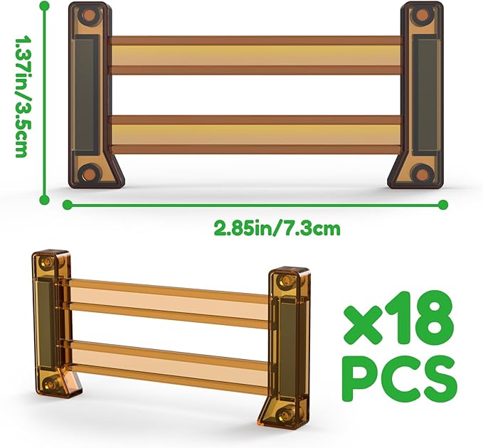 Oriate Farm Animals Fences Magnetic Tiles, 18pcs Magnet Fencing Compatible Garden Farming Zoo Dinosaur, Kids Magnetic Structural Construction Magnets Tile Building Blocks Toys Accessory