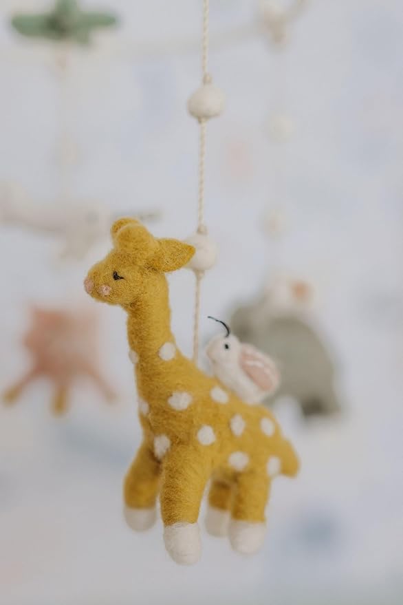 Pehr Classic Wool Felt Baby Mobile, Into The Wild | Handmade Nursery Décor | Includes Gift Box | Ethical & Enchanting | 28” x 9”
