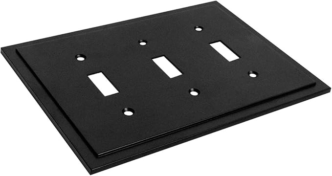 Modern Edge Decorative Wall Plate Switch Plate Outlet Cover, Durable Solid Zinc Alloy (Triple Toggle, Matte Black)