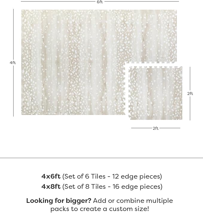 House of Noa Baby Play Mat – 4'x8' Shea Fawn – Set of 8 Tiles – Cushioned EVA Foam Play Mat for Floor, Soft Interlocking Baby Crawling Mats for Hard Floors