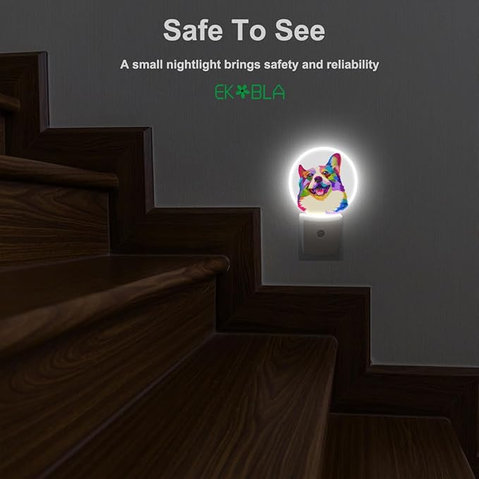 EKOBLA Dog Night Lights Plug into Wall Cute Dog Puppy Animal Plug-in Nightlights Auto Sensor LED Dusk to Dawn Light for Home Indoor Bathroom Hallway Kitchen