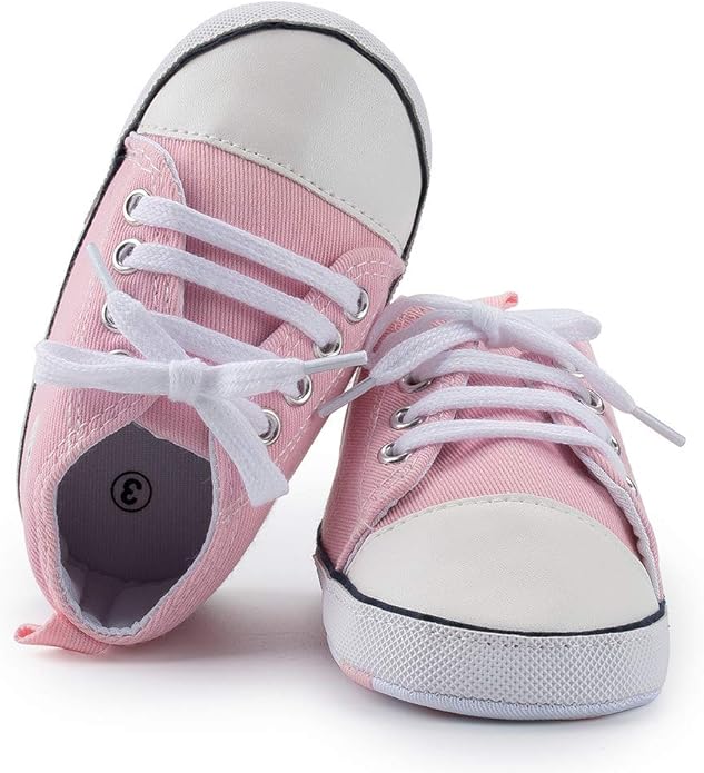 Meckior Baby Girls Boys Canvas Sneakers Soft Sole High-Top Ankle Infant First Walkers Crib Shoes