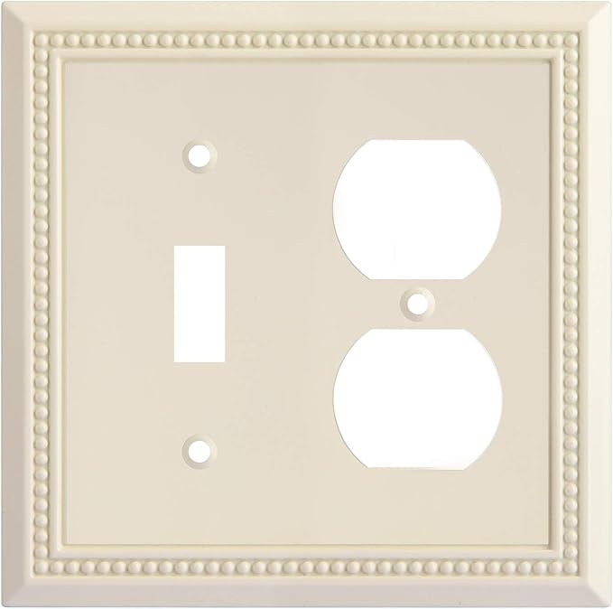 Henne Bery Sunken Pearls Heavy Duty Decorative Wall Plate Switch Plate Outlet Cover, Durable Solid Zinc Alloy (Toggle/Duplex, Light Almond)