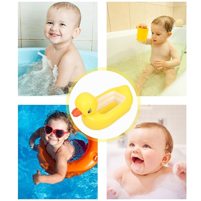 Sosoport Baby Inflatable Bathtub Animal Duck Portable Infant Toddler Bathing Tub Mini Air Swimming Pool Shower Basin for Kids Boys Girls