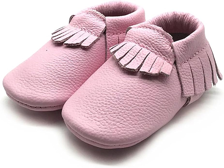 OWLOWLA Baby Moccasins Soft Sole Leather Baby Shoes Infant Toddler Pre-Walker Shoes Baby Boy Girl