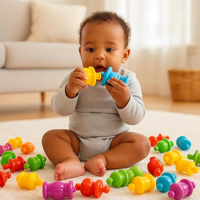 Constructive Playthings Colorful Snap Beads Set for Children and Toddlers Ages 1+, Pop Beads Arts and Craft Developmental Kids STEM Toy Set, Multicolor