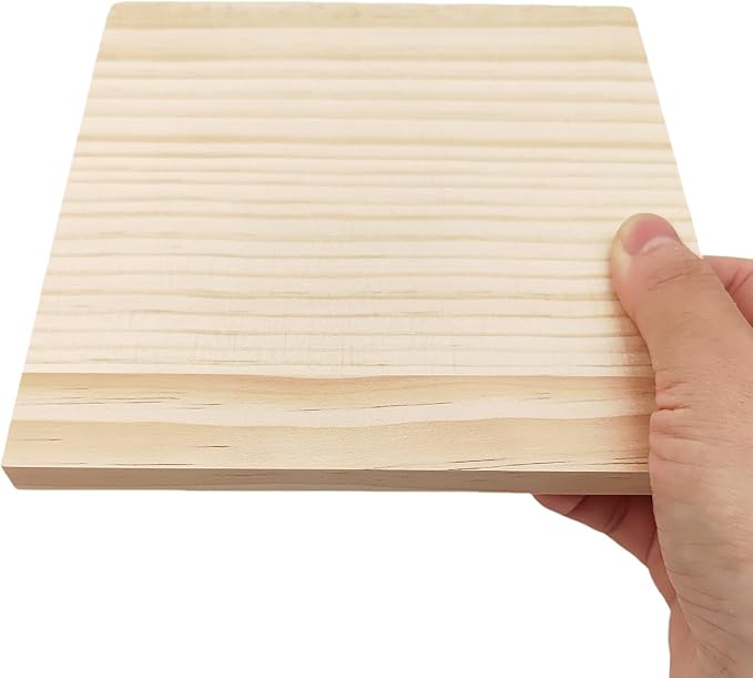 6PCS Unfinished Wood Square Blocks for Crafts, 6x6x0.4in Blank Wooden Squares Pine Wood Boards for Wood Carving,DIY Wood Coasters,Painting & Burning