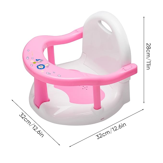 Foldable Baby Bathtub Seat, Non-Slip Infants Bath Chair for Tub, Cute Shaped Shower Seats, Surround Bathroom Seats for Newborns 6-18 Months (Baby Pink)
