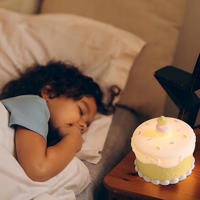 Birthday Gift Light with 3D Card,Silicone Night Light for Kids USB Rechargeable Cute Lamps Timer Setting Safe Bedside Lamp Gift for Girls New Year Chirstmas Thanksgiving Day