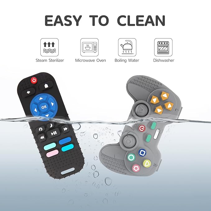 2 Pack Silicone Teethers for Babies 6-12 Months, Teething Toys for Babies 0-6 Months, Remote Teether for Baby, Sensory Toys for Babies,Toddler Infant Girl Boy Gifts