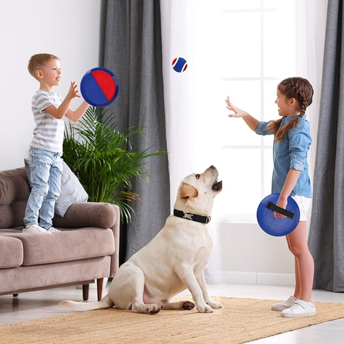 EVERICH Upgraded Toss and Catch Ball Game Set - Indoor and Outdoor Games for Kids 3-12, Beach Sand Pool Water Toy Includes 2 Paddles 2 Sticky Balls, Great Birthday Easter Gifts for Boys Girls