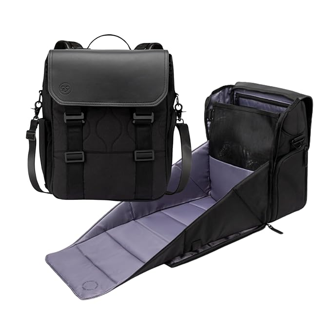 PAPERCLIP Diaper Bag Backpack with Patented Changing Station - Unisex Baby Bag for Travel - Large Eco-Friendly Diaper Bags for Mom and Dad (Forest Black)