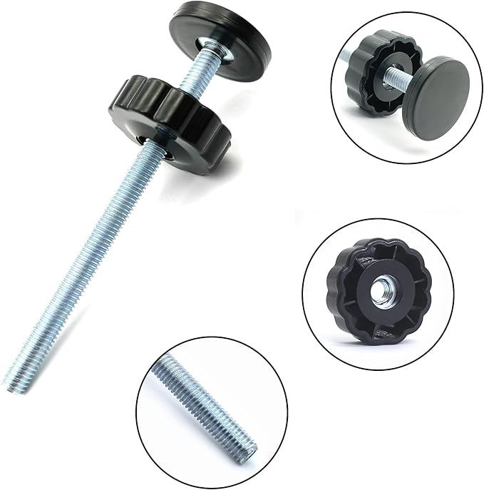 Baby Gate Extender Extention-4 Pack Baby and Pet Safety Stair Gate Threaded Spindle Rods Replacement Parts Bundle with Wall Protector (Round-Black-4 Pack)