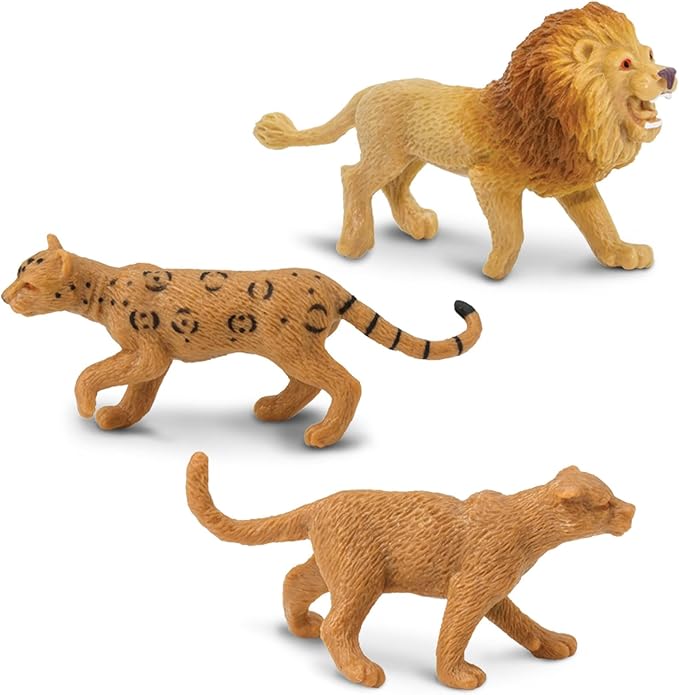 Safari Ltd. Big Cats TOOB - 9 Mini Figurines Including Lion, Tiger, White Tiger, Jaguar, Black Jaguar, Mountain Lion, Cheetah, Leopard, and Ocelot - Educational Toy For Boys, Girls & Kids Ages 3+