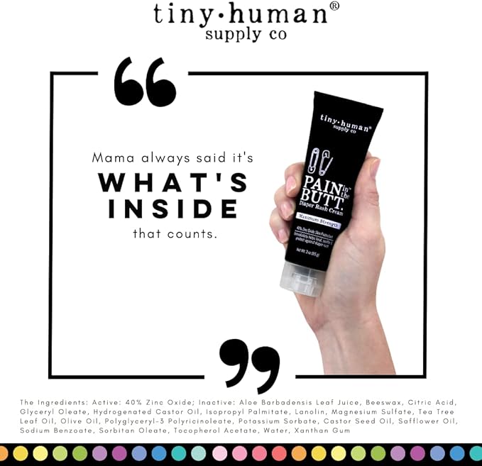 Pain in The Butt MAX Diaper Rash Cream, 3oz, 40% Zinc Oxide, 1-Pack, Natural Ingredients, Petrolatum Free, Soothing, Rapid Relief and Protection for Baby